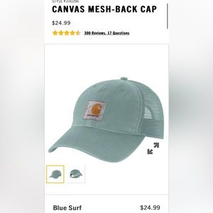 New Carhartt Canvas Mesh-Back Cap in Blue Surf